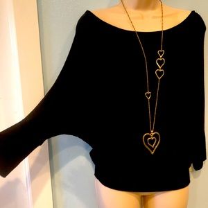 Black Batwing Top with Banded Bottom. Size Medium